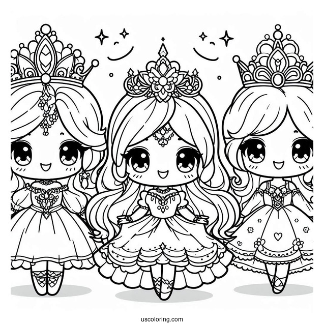 Cute Chibi Princess Coloring Page For Preschoolers
