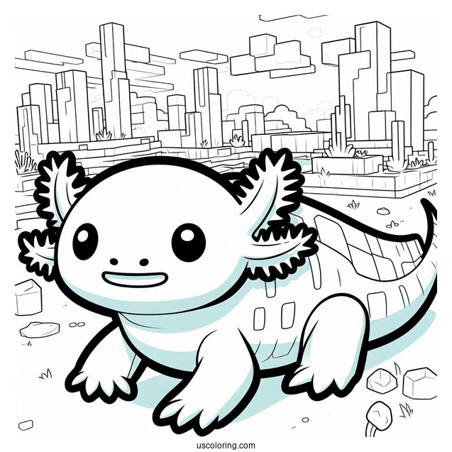 Minecraft Axolotl Coloring Page For Preschoolers