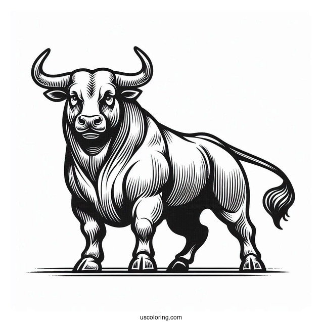 Easy Outline Of Fighting Bull Coloring In