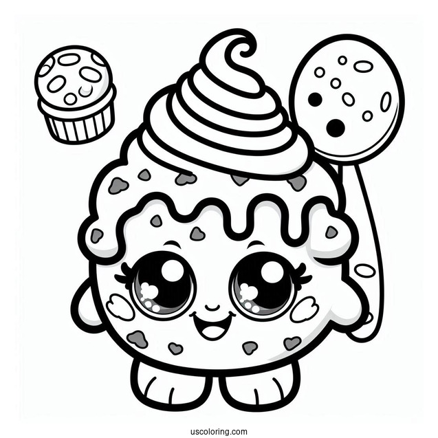 Coloring Sheet Of Kooky Cookie Shopkins For Preschoolers