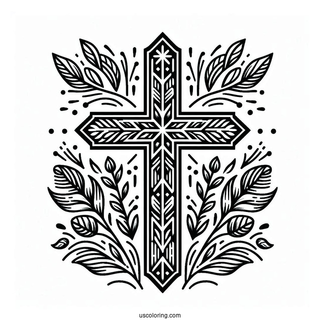 Traditional Style Cross Coloring Sheet