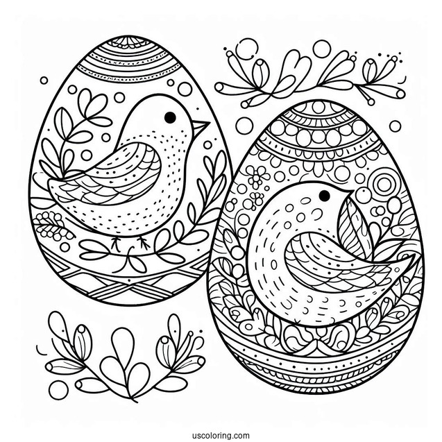 Bird And Polka Dots Easter Egg Design