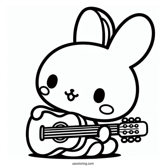 Pochacco Coloring Page Playing The Guitar For My Melody