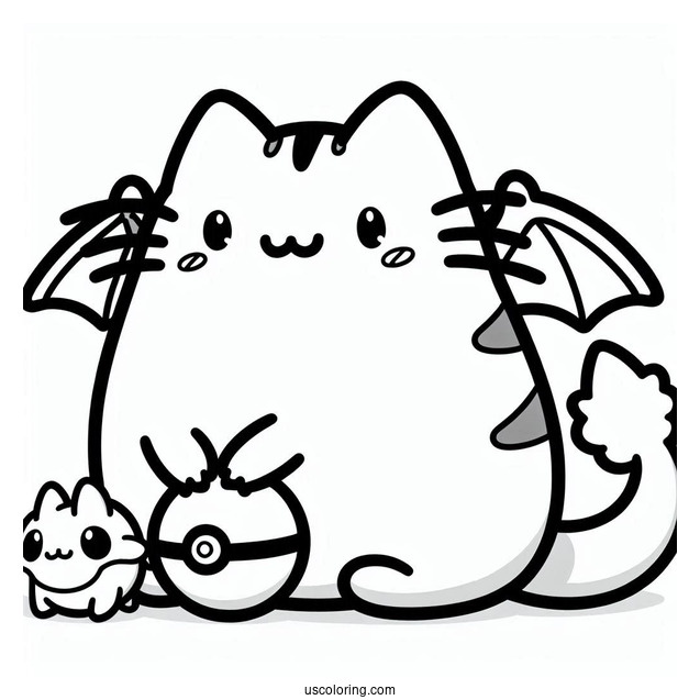 Pusheen Charizard Pokemon Coloring Sheet