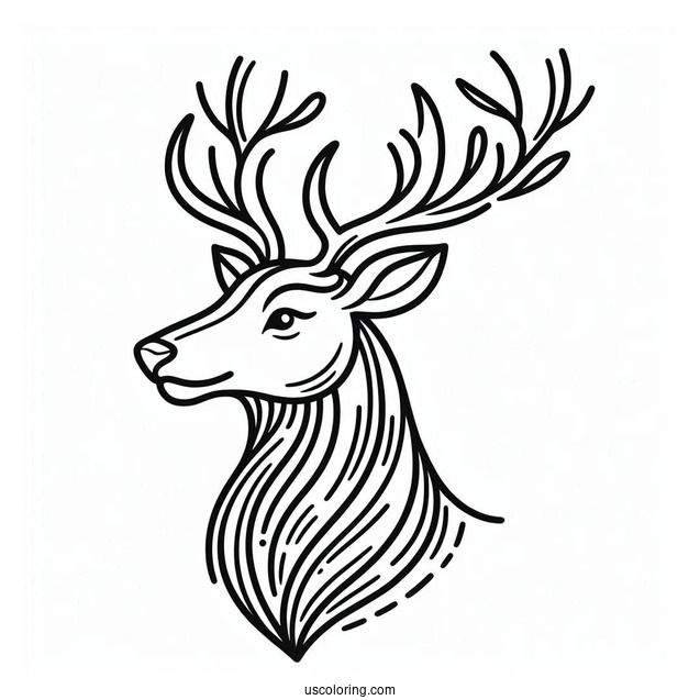 Simple Outline Of Reindeer Head