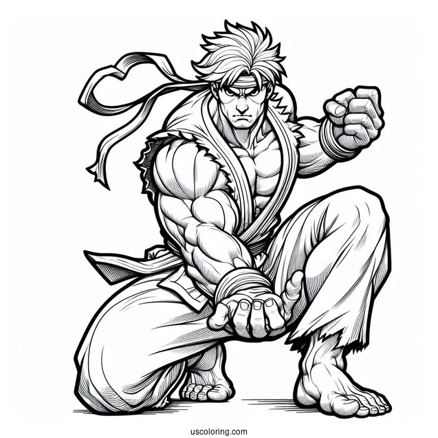 Street Fighter Coloring Page Of Ken Masters For Kids