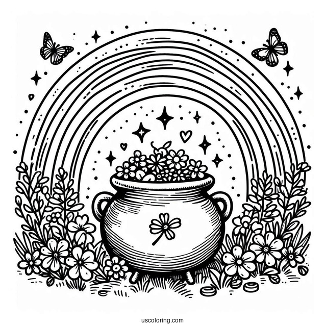 Simple Pot Of Gold At End Of The Rainbow For Kids