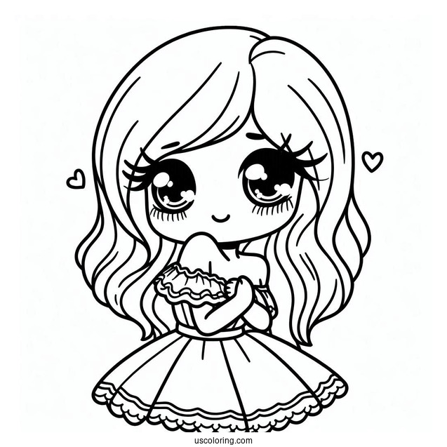 Female Shy Guy Coloring Page With Lashes And Dress
