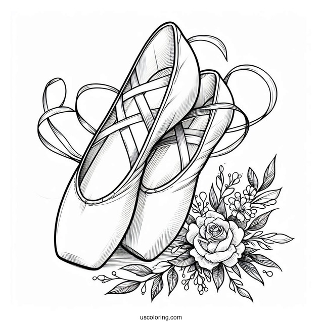 Ballerina Dance Shoes Coloring Sheet
