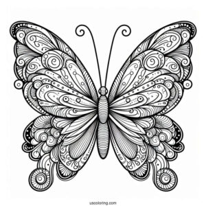 Pretty Butterfly With Detailed Wings To Color
