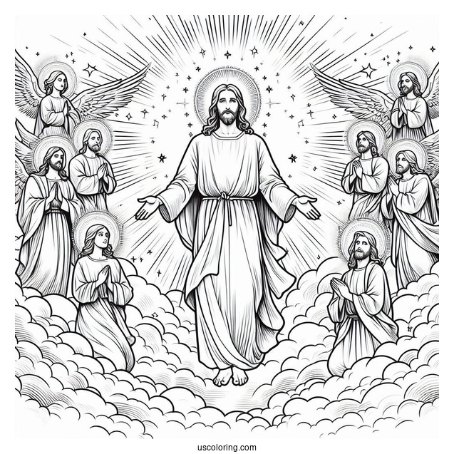 Blessed Jesus In Heaven Coloring In