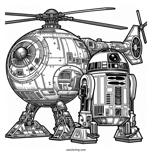 Chopper, BB8, And R2-D2 Coloring Page