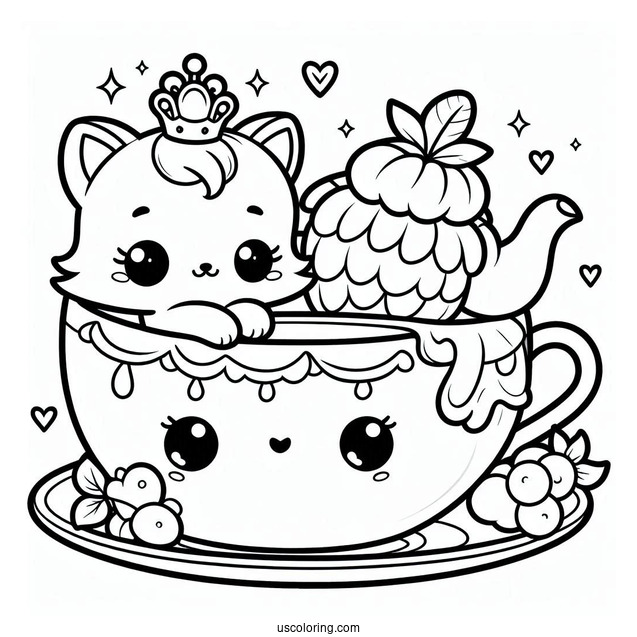 Kawaii Palace Pets Coloring Page Of Teacup And Berry For Kids