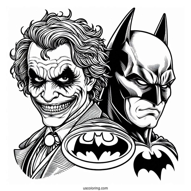 Detailed Joker Vs Batman Coloring For Adults
