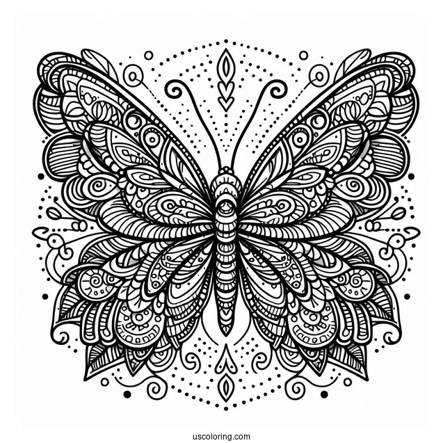 Intricate Butterfly Coloring Page Mandala