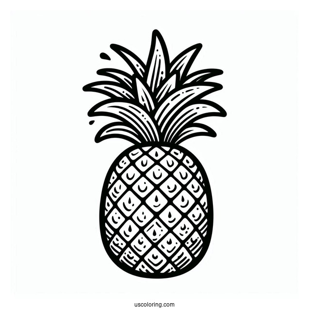 Cute Pineapple Coloring Page in a Fruit Garden For Preschoolers