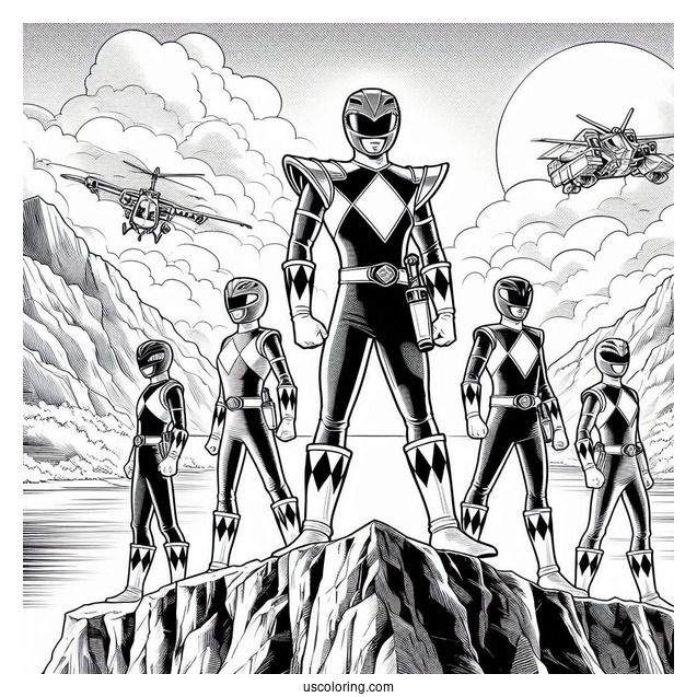 Power Rangers Super Megaforce Standing On Cliff