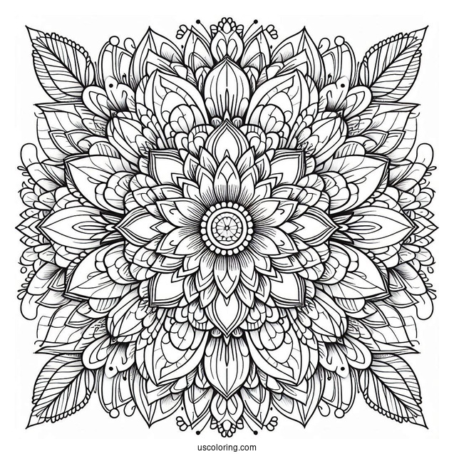 Multi Layered Flower Mandala Coloring Page