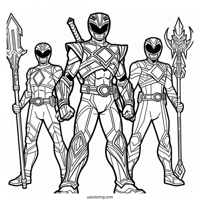 Easy Power Rangers Outline Coloring In For Kids