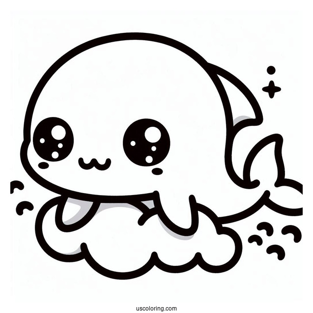 Cute Kawaii Dolphin To Color