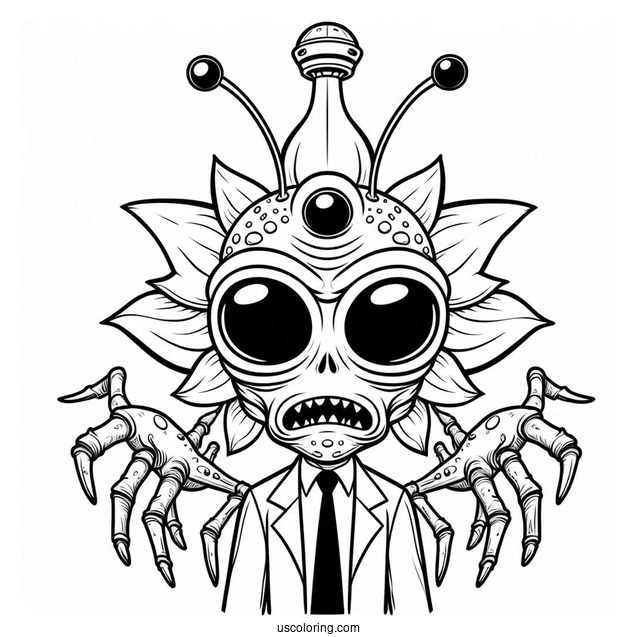 Rick and Morty Coloring Page Of Krombopulos Michael Alien Assassin