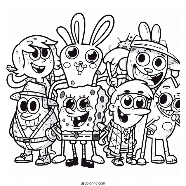 Famous Nickelodeon Coloring Page Of Characters Poster