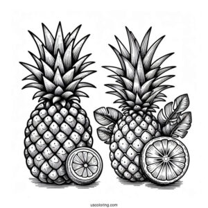 Pineapple And Oranges Coloring Sheet