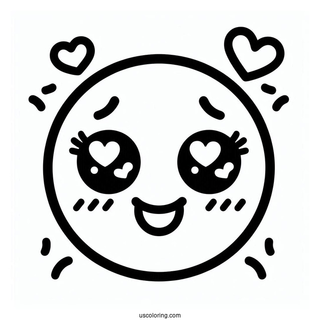 Smiling Face With Hearts Emoji Coloring Page For Preschoolers