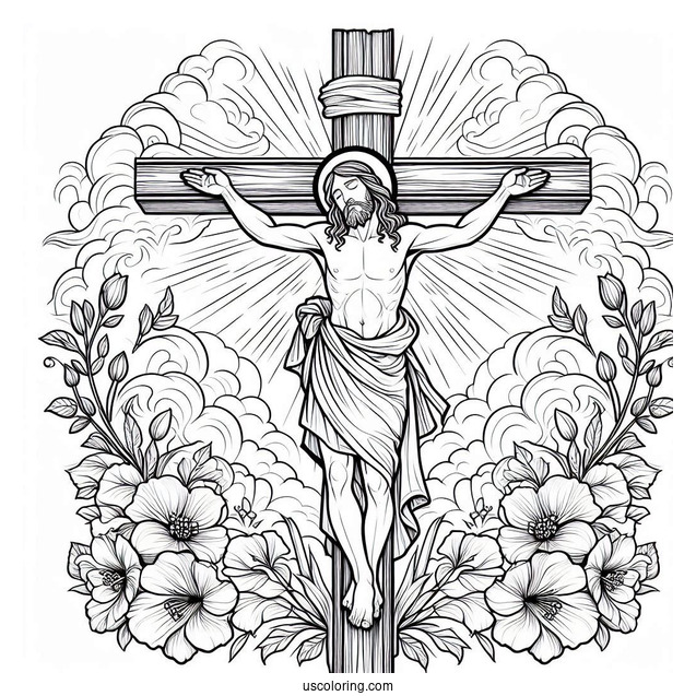 Jesus Christ On Cross Coloring For Kids