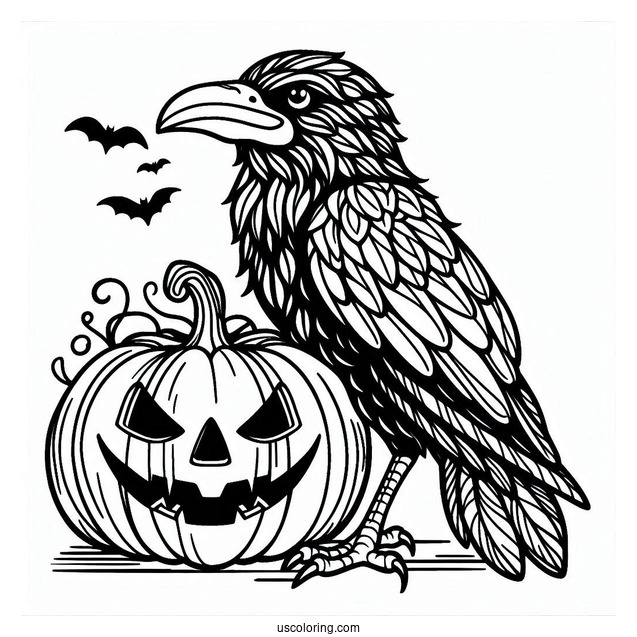 Raven Coloring Page Inside A Jack O Lantern