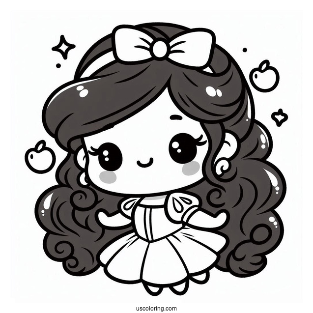 Simple Kawaii Snow White Coloring Page