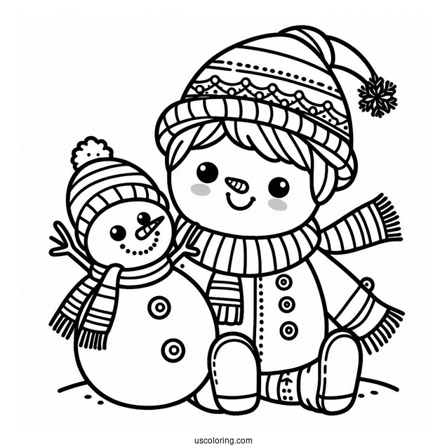 Simple To Color Snowman For Kids