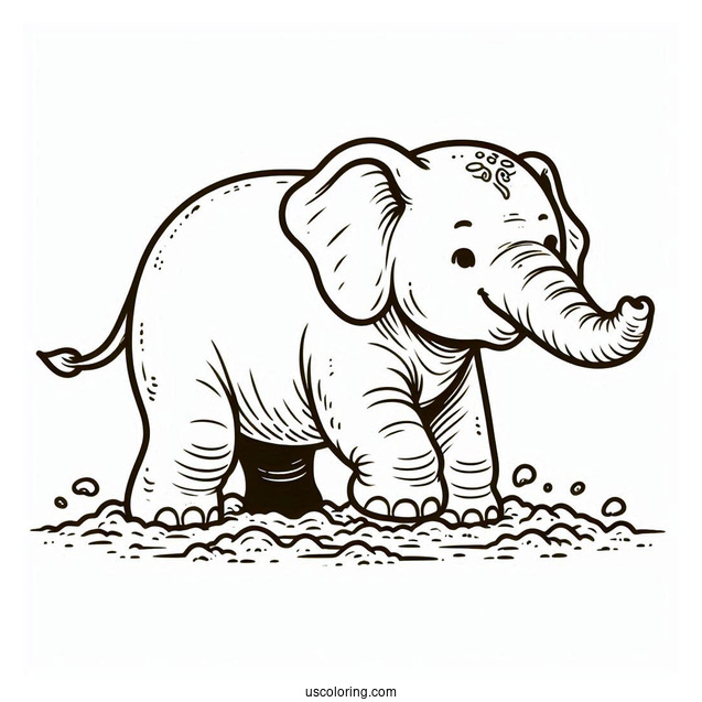 Elephant Cooling Itself With Dirt