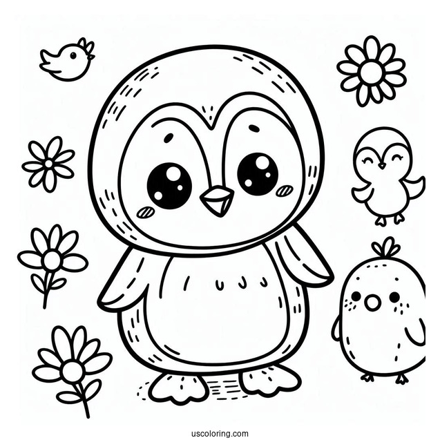 Little Blue Penguin Coloring Page For Preschoolers