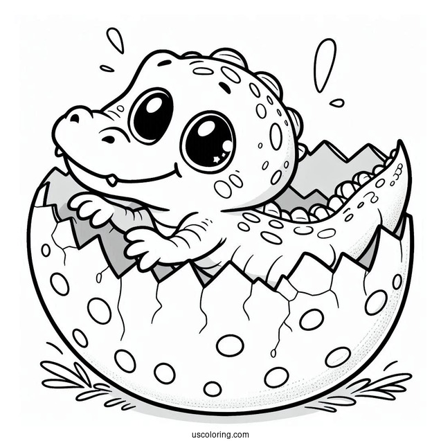 Coloring Page Of Baby Crocodile Hatching From Egg