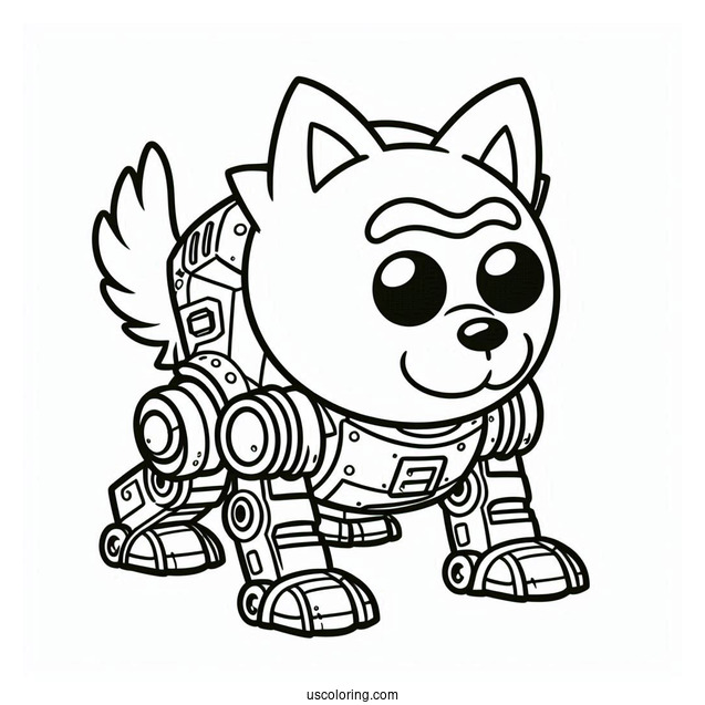 Rick and Morty Coloring Page Of Snuffles the Dog in Mech Suit