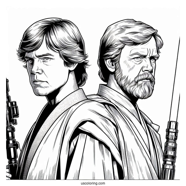 Luke Skywalker And Obi-Wan Kenobi Back-To-Back