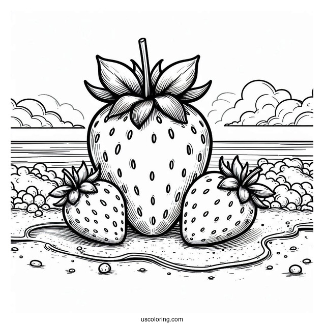 Three Strawberries On The Beach