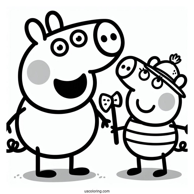 Peppa Pig And George Coloring Sheet
