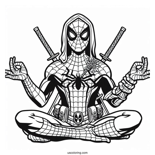 Coloring Page Of Spider Man And Deadpool
