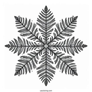 Simple Fernlike Snowflake Coloring Page