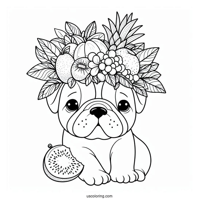 Rio Bulldog With Fruits On The Head