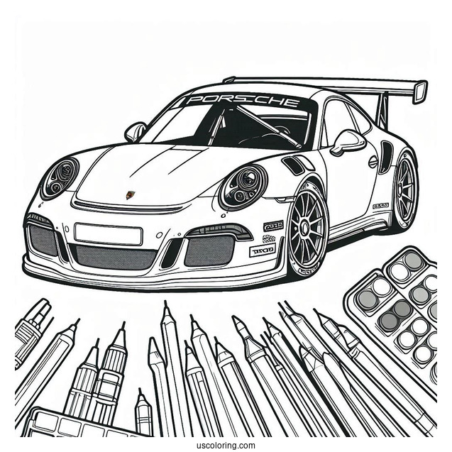 Easy Outline Of Porsche To Color
