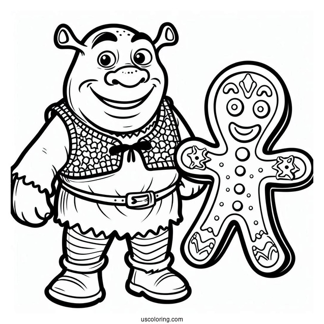 Coloring Page Of Shrek Gingerbread Man