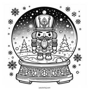 Nutcracker Snow Globe Coloring Page With Snow