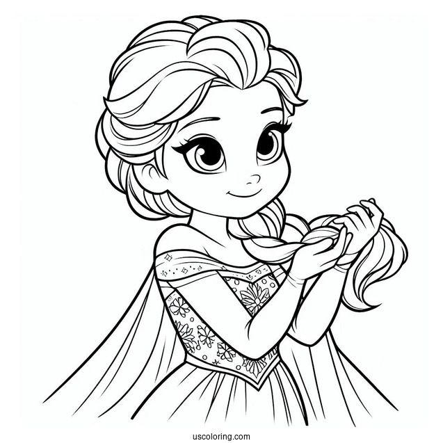 Easy Elsa Coloring Page For Kids