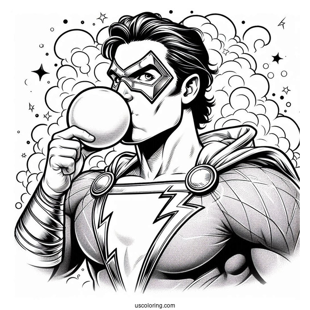 Shazam Blowing Bubblegum