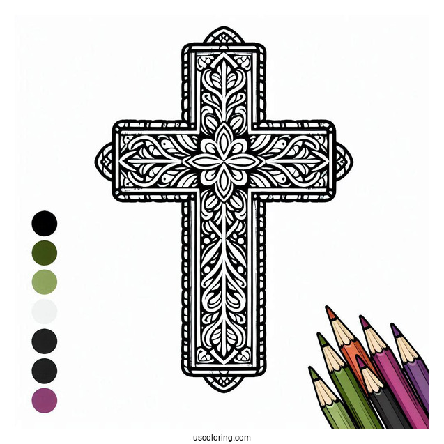 Easy Cross Coloring Page For Kids