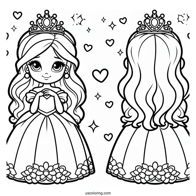 SImple Princess Coloring Page Outline For Preschoolers
