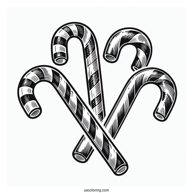 Three Candy Cane Sticks To Color